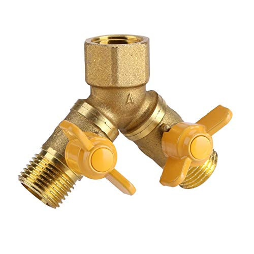 Enrilior 2 Way Double Tap Hose Adapter G12 Brass Garden Irrigation Dual Faucet Connector
