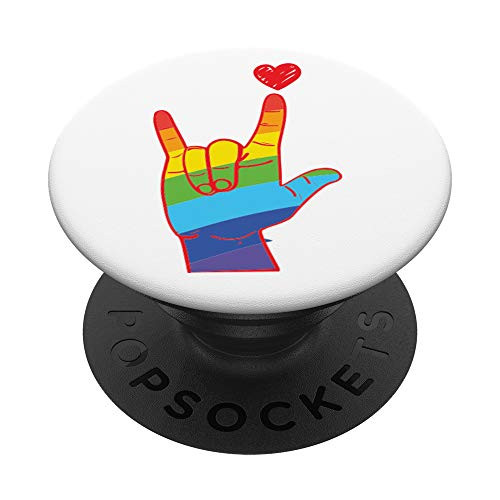Gay Pride Rainbow Love Hand Sign Laguage ASL for LGBTQ PopSockets PopGrip Swappable Grip for Phones  and  Tablets