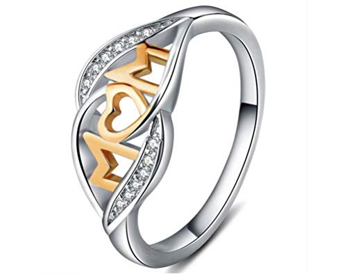 Xiaomei Jewelry Fashion Womens Jewelry 925 Silver White Sapphire Heart Wedding Mom Ring Gifts Size 6-10 Size 6