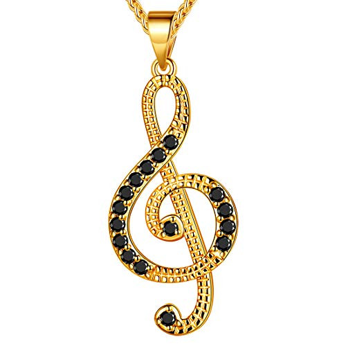 Beautlace Womens Musical Note Necklace 18K Gold Plated Treble Clef Music Note Jewelry with Black Stone Gifts for Music Lover KP0089Y Beautlace Womens Musical Note Necklace 18K Gold Plated Treble Clef Music Note Jewelry with Black Stone Gifts for Music Lover KP0089Y