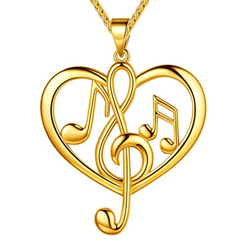 Beautlace Womens Musical Note Necklace 18K Gold Plated Love Heart Treble Clef Music Note Pendant Jewelry Gifts for Music Lover KP0057Y Beautlace Womens Musical Note Necklace 18K Gold Plated Love Heart Treble Clef Music Note Pendant Jewelry Gifts for Music Lover KP0057Y