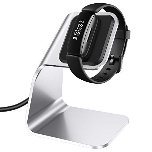 CAVN Charger Dock Compatible with Fitbit Inspire 2 Not for Inspire Charging Stand with 4_5ft USB Cord Cable Aluminum Replacement Cradle Base Station for Inspire 2 Smartwatch Silver