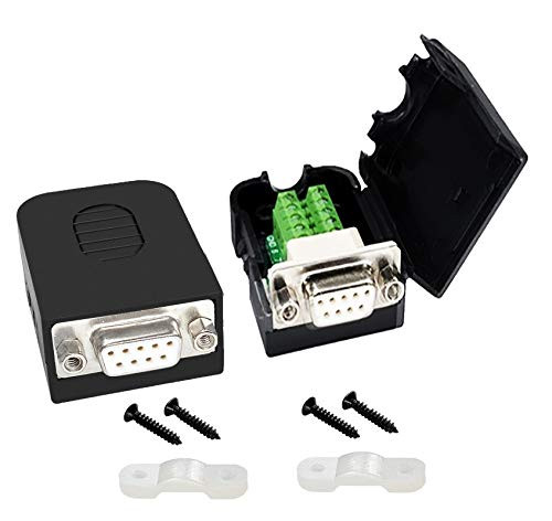 CenryKay DB9 Solderless RS232 D-SUB Serial to 9-pin Port Terminal Male Female Adapter Connector Breakout Board with Nut 2Pcs-Female