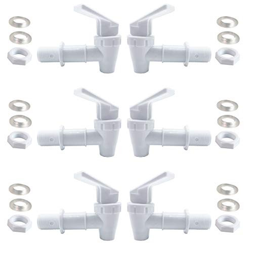 DSHE 6 Water Jug Replacement BPA-Free Cooler Faucet Water Bottle Spigot for Beverage Dispenser White Water Dispense Tap Set Spigot Spout Water Crock Tap