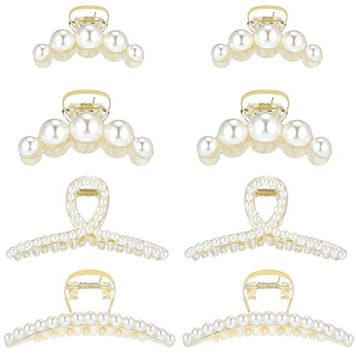 8 Pieces Pearl Hair Claw Clips Retro Pearl Hair Clips Hair Jaw Clips Non Slip Banana Barrettes Artificial Pearl Hair Accessories for Women and Girls 8 Pieces Pearl Hair Claw Clips Retro Pearl Hair Clips Hair Jaw Clips Non Slip Banana Barrettes Artificial Pearl Hair Accessories for Women and Girls
