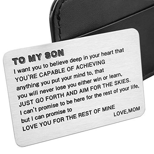 Mom To Son Wallet Card Inserts Christmas Valentine Graduation Gifts For Step Son From Mom Mothers Day Sweet 16 18 21 Birthday Love Note For Him Teens Adult Men Teenage Boys Kids Inspirational Gifts