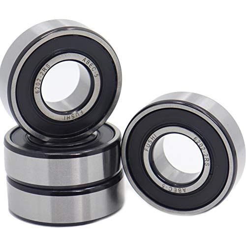 6202-2RS 15x35x11mm Double Rubber Seal Bearings ABEC-5 Pre-Lubricated Lathe Deep Groove Ball BearingsPack of 4Pcs 6202-2RS 15x35x11mm Double Rubber Seal Bearings ABEC-5 Pre-Lubricated Lathe Deep Groove Ball BearingsPack of 4Pcs
