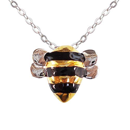 Hiqmic 925 Sterling Silver Cute Bee Pendant Necklace for Women Fashion Jewelry Gifts WK99046 16-18