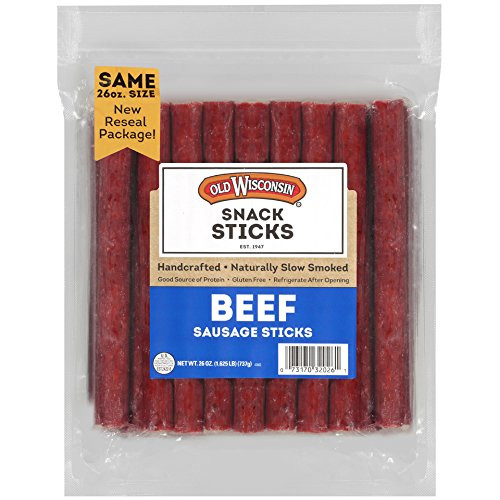 OLD WISCONSIN Beef Snack Sticks, High Protein, Gluten Free, 26 Ounce Resealable Package