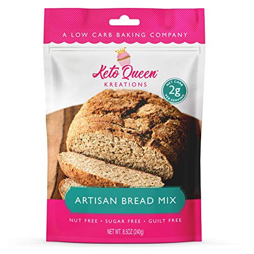 Keto Queen Kreations Artisan Bread Mix - Low Carb 2g Net Nut-Free Grain-Free Sugar-Free - 8_5 oz 16 Servings Keto Queen Kreations Artisan Bread Mix - Low Carb 2g Net Nut-Free Grain-Free Sugar-Free - 8_5 oz 16 Servings