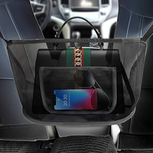 LIUMY Car Net Pocket Handbag Holder Car Seat Back Storage and Handbag Holding Net Car Net Pocket Handbag Holder Between Seats Car Mesh Organizer with Pocket for Purse Phone Documents Storage