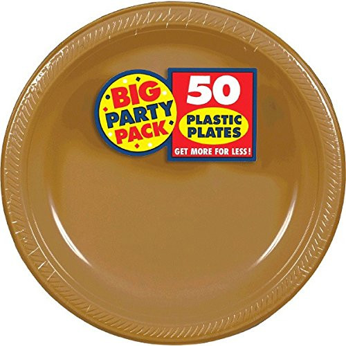 Big Party Pack Gold Plastic Plates | 10.25" | Pack of 50 | Party Supply
