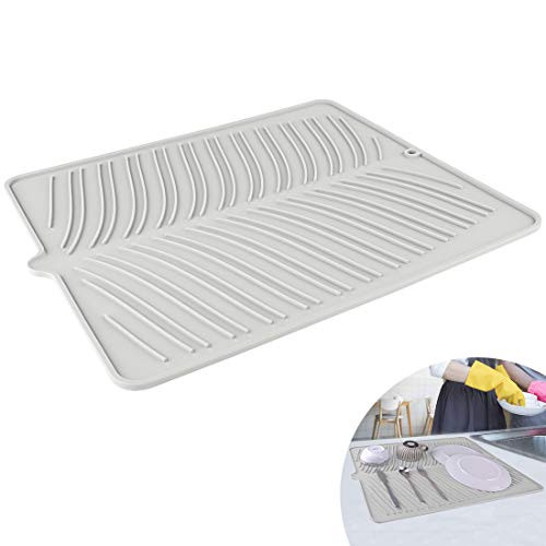 Silicone Dish Drying Mat Drying Mat for Kitchen Counter Dish Drying Mat Silicone Drying Mat Heat Resistant Mat Silicone Heat Resistant Mat Grey