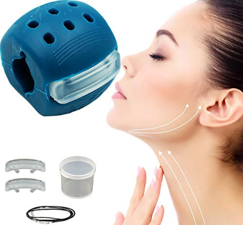Jaw exerciser Jawline Exerciser Jaw Face and Neck Exerciser-Jawline Shaper to Define your jawline Quick Slim and Tone your face reduce double chin Jaw Exerciser for Men and Women_ Blue