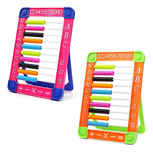 Minelife 2 Pieces Plastic Abacus Math Educational Counting Tools 10-Row Frame Abacus Learning Resources for Kids
