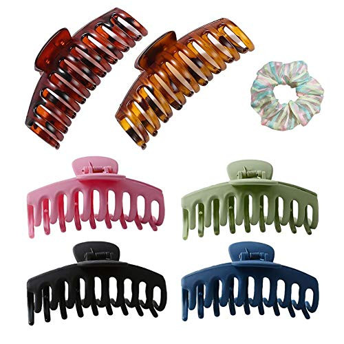 6 Pieces Big Hair Claw Clips Banana Hair Clips 4_3 Inch Non Slip Large Claw Clip Strong Hold Hair Catch Tortoise Barrette Jaw Clamp for Women and Girls ThickThin Hair