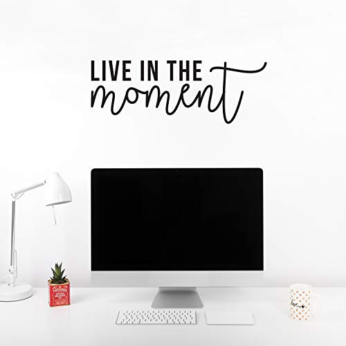 Vinyl Wall Art Decal - Live in The Moment - 9 x 25 - Modern Motivational Optimism Life Quote Sticker for Home Bedroom Living Room Playroom Work Office Coffee Shop Decor Black Vinyl Wall Art Decal - Live in The Moment - 9 x 25 - Modern Motivational Optimism Life Quote Sticker for Home Bedroom Living Room Playroom Work Office Coffee Shop Decor Black
