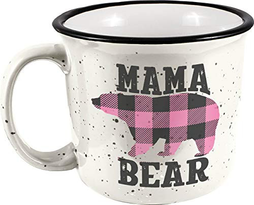 Spoontiques Mama Bear Ceramic Camper Mug 14 oz White