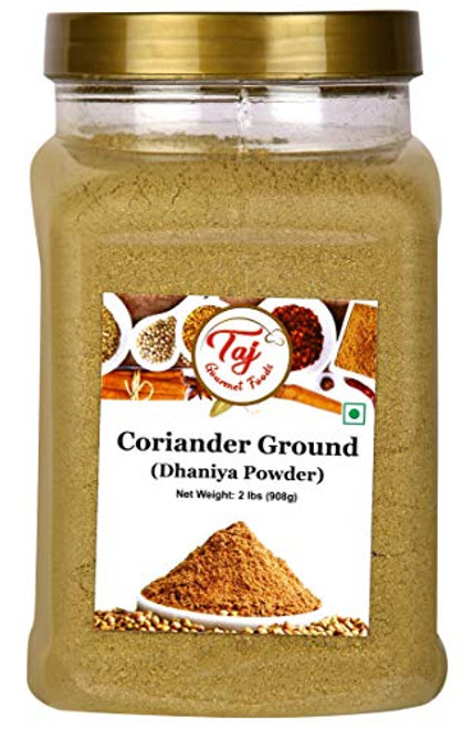 TAJ Premium Indian Coriander Powder Dhania Powder Ground Coriander 2-Pound Jar TAJ Premium Indian Coriander Powder Dhania Powder Ground Coriander 2-Pound Jar