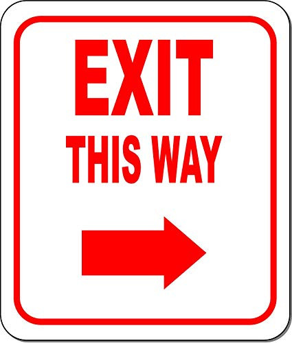 EXIT This Way Directional Right Arrow RED Aluminum Composite Outdoor Sign 8_5 x10