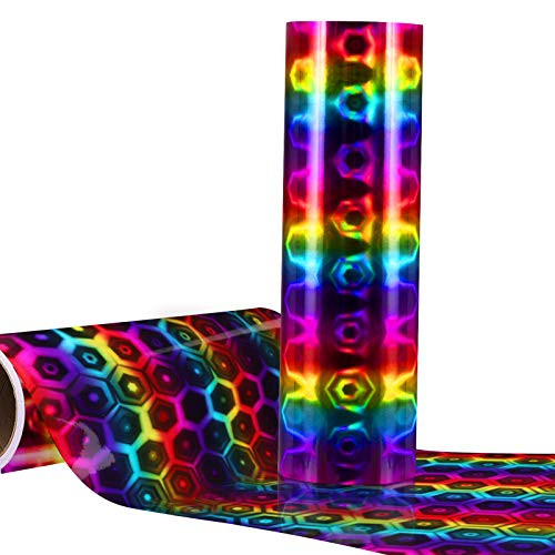 Craft Adhesive Vinyl Roll 12x6ft Holographic Stripes Vinyl for CraftsSignsScrapbookLettering