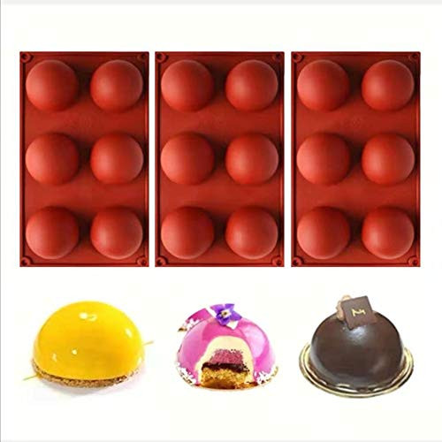 Extra Large 6 Holes Silicone Mold For Chocolate Baking Mold for Making Chocolate? Cake Jelly Pudding Handmade Soap?Dome Mousse 3pcs