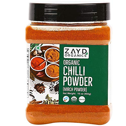 Zayd Organics Red Chili Powder Hot Chili Ground Mirchi USDA Organic 16oz 454g