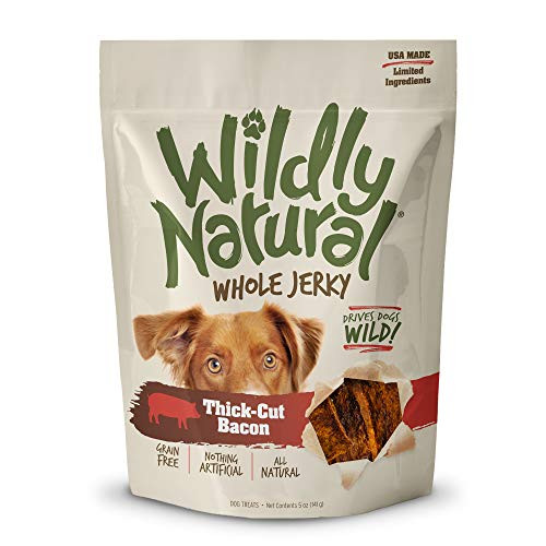 Wildly Natural Whole Jerky Dog Treats  Limited Ingredient Made in USA Jerky  Grain Free  and  Nothing Artificial  Thick Cut Bacon 12 oz