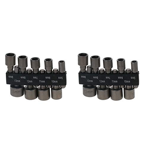 Utoolmart 9pcs Power Hand Driver Drill Tools Set 5-13mm Metric Socket Wrench Set Power Nuts Driver Socket 14 Hex Shank Drill Bit Set 2set