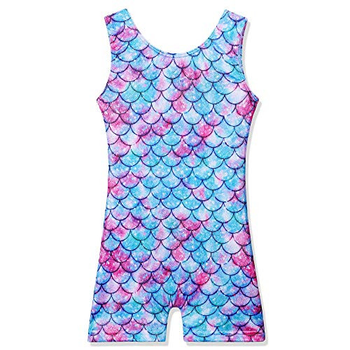 XIAOFEIGUO Girls Gymnastics Leotards with Shorts Dance Ballet Unitard Sparkly Biketard for 8-9T