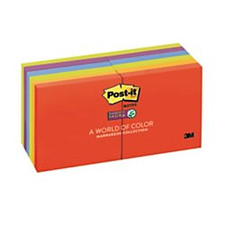 Post-it Super Sticky Notes, 3 in x 3 in, Marrakesh Collection, 12 Pads/Pack, 90 Sheets/Pad (654-12SSAN)
