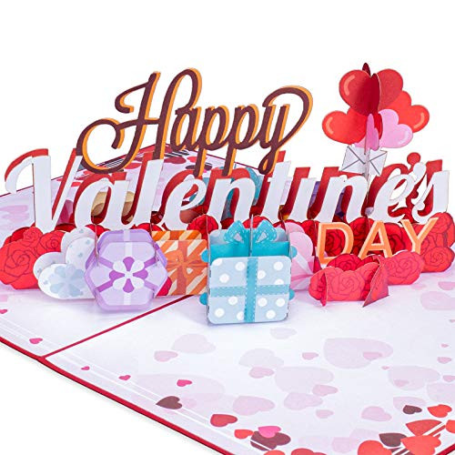 Paper Love Happy Valentines Day Pop Up Card Handmade 3D Popup Greeting Cards for Valentines Day Wedding Anniversary Love Romance All Occasion  5 x 7 When Closed