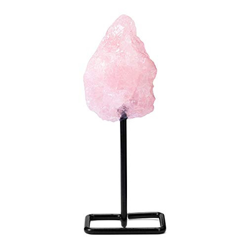 JOVIVI Natural Mini Raw Rough Rose Quartz Healing Crystals Stone on Metal Stand Gemstone Rock Collectible Display Specimen for Home Office Decoration JOVIVI Natural Mini Raw Rough Rose Quartz Healing Crystals Stone on Metal Stand Gemstone Rock Collectible Display Specimen for Home Office Decoration