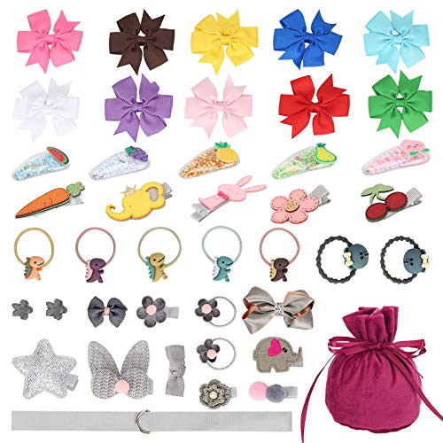 42PCS Hair Clips for Baby Girls Hair Accessories Set for Toddlers Kids Hair Bows Barrettes Hair Elastics Ties with Velvet Gift Bag Grey-42PCS 42PCS Hair Clips for Baby Girls Hair Accessories Set for Toddlers Kids Hair Bows Barrettes Hair Elastics Ties with Velvet Gift Bag Grey-42PCS