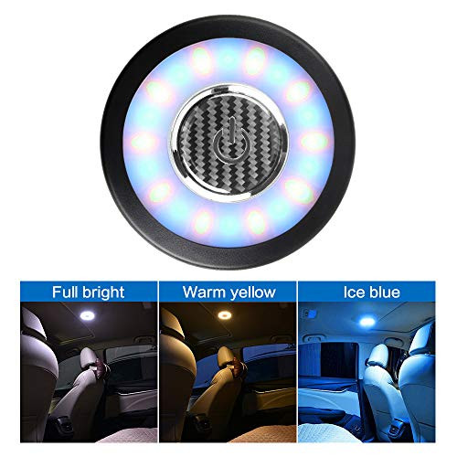 Teguangmei Auto Car Interior Ceiling Roof Dome Light Fixture with USB Rechargeable 20LED Car Dome Lamp Universal for Car Truck Trailer Camper Motorhome BoatBlue Yellow Light