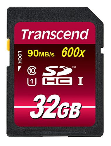 Transcend 32GB SDHC Class 10 UHS-1 Flash Memory Card Up to 90MB/s (TS32GSDHC10U1)