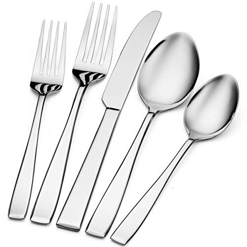 Godinger Flatware Set Mirrored Stainless Steel Cutlery Silverware Flatware Sets 20 Piece Set Service for 4
