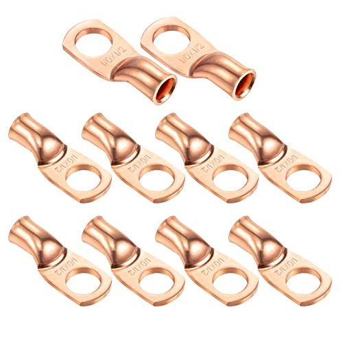 Ampper Heavy Duty Copper Wire Lugs UL Eyelets Ring Crimp Copper Terminal Connectors for Battery Cable Ends and More 10 Awg 12 Ring 10 Pcs Ampper Heavy Duty Copper Wire Lugs UL Eyelets Ring Crimp Copper Terminal Connectors for Battery Cable Ends and More 10 Awg 12 Ring 10 Pcs