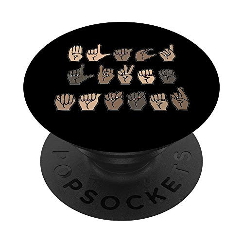 Black Lives Matter ASL Sign Language Hand Signs Deaf  and  Mute PopSockets PopGrip Swappable Grip for Phones  and  Tablets