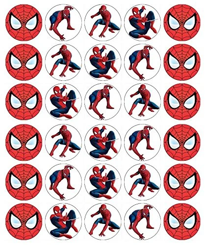 30 x Spiderman Cupcake Toppers Edible Wafer Paper Fairy Cake Toppers