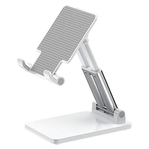 Cell Phone StandAngle Height Adjustable Foldable Cell Phone Stand for DeskThick Case Friendly Phone Holder Stand for Desk Compatible with All Mobile PhonesiPad ?White?