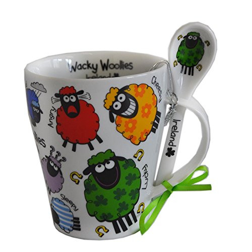 Wacky Woollies Irish Sheep Mug And Spoon Set, Ireland