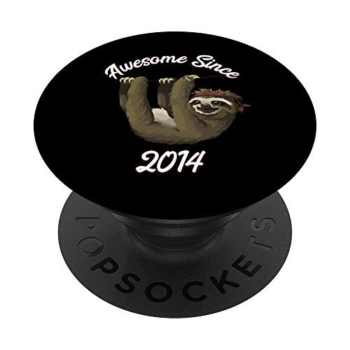 Cute Sloth Awesome Since 2014 Born In 14 Sloth Birthday Gift PopSockets Grip and Stand for Phones and Tablets