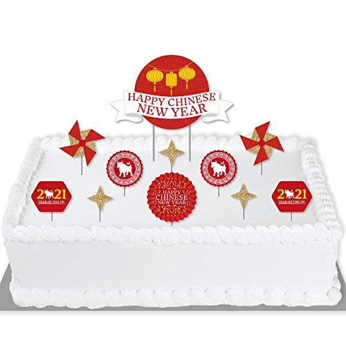 Big Dot of Happiness Chinese New Year - 2021 Year of the Ox Party Cake Decorating Kit - Happy Chinese New Year Cake Topper Set - 11 Pieces Big Dot of Happiness Chinese New Year - 2021 Year of the Ox Party Cake Decorating Kit - Happy Chinese New Year Cake Topper Set - 11 Pieces