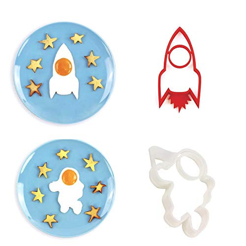 2pcs Funny Egg Ring Pancake Breakfast Molds Silicone Spaceman Egg Molds A Gift for Children