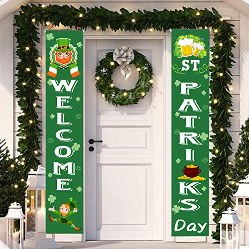 St_ Patricks Day Porch Banner St_ Patricks Day Hanging Porch SignSt_ Patricks Day Hanging Decorations for Home Outdoor Decor