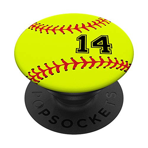 Softball No 14 Jersey Number 14 Ball Catcher and Pitcher Gift PopSockets PopGrip Swappable Grip for Phones and Tablets Softball No 14 Jersey Number 14 Ball Catcher and Pitcher Gift PopSockets PopGrip Swappable Grip for Phones and Tablets