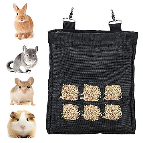 Rabbit Hay Feeder Bag Guinea Pig Hay Feeder Storage Small Animals Hay Bag Hanging Feeder Sack for Rabbit Guinea Pig Chinchilla Hamsters Small Animals