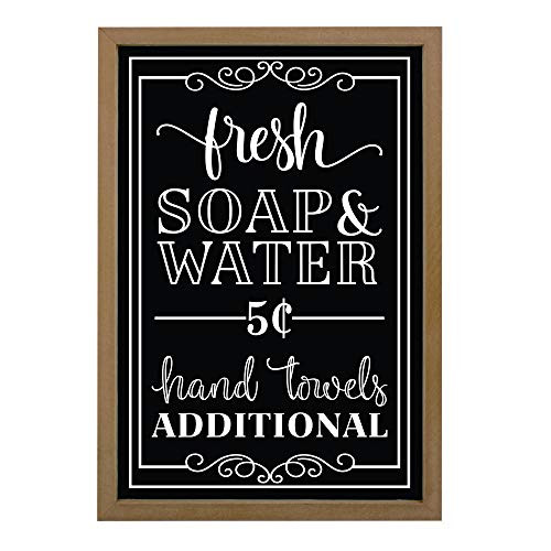 Vintage Bathroom Decor Signs - Rustic Cute Farmhouse Sign For Restroom Kitchen Bath Outhouse Wall - Funny Wood Home Decorations Decorative Wooden Art Quotes For Bathrooms Toilet - 9x13 Black