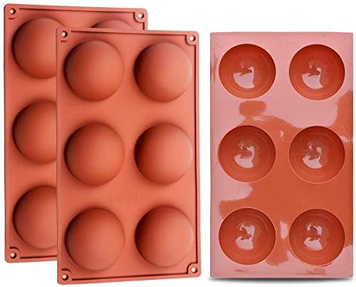 3 Packs 6-Cavity Semi Sphere Silicone Mold Half Sphere Silicone Baking Molds for Making Chocolate Cake Jelly Dome Mousse